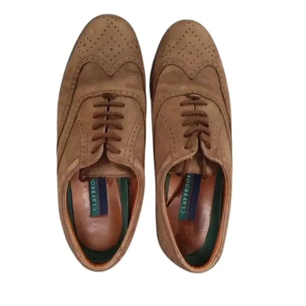 Claybrooke Shoes Mens 10.5 Oxford Wingtip Formal Classic Leather Montana Brown